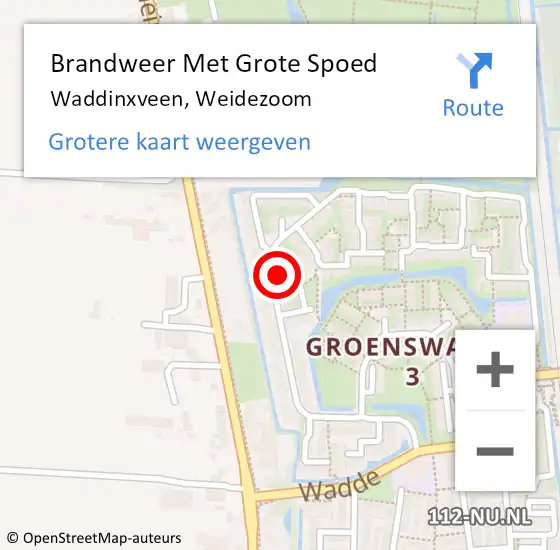 Locatie op kaart van de 112 melding: Brandweer Met Grote Spoed Naar Waddinxveen, Weidezoom op 23 december 2023 20:38