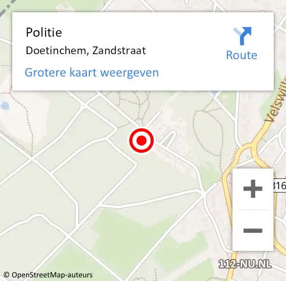 Locatie op kaart van de 112 melding: Politie Doetinchem, Zandstraat op 23 december 2023 21:02