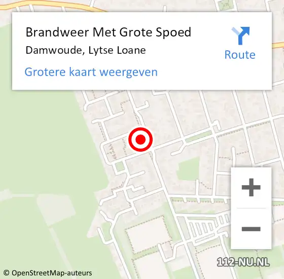 Locatie op kaart van de 112 melding: Brandweer Met Grote Spoed Naar Damwoude, Lytse Loane op 23 december 2023 21:12