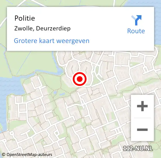 Locatie op kaart van de 112 melding: Politie Zwolle, Deurzerdiep op 23 december 2023 21:27