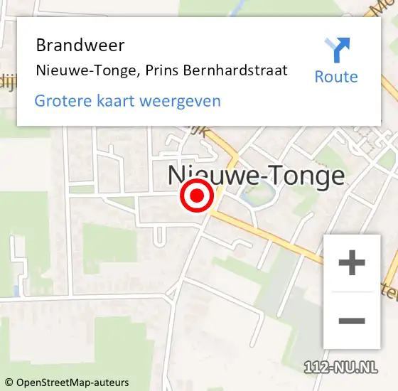 Locatie op kaart van de 112 melding: Brandweer Nieuwe-Tonge, Prins Bernhardstraat op 23 december 2023 21:44