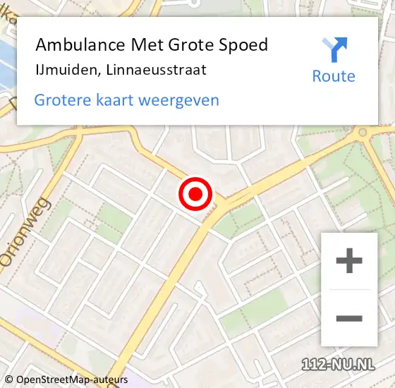 Locatie op kaart van de 112 melding: Ambulance Met Grote Spoed Naar IJmuiden, Linnaeusstraat op 23 december 2023 21:56