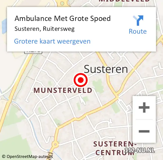 Locatie op kaart van de 112 melding: Ambulance Met Grote Spoed Naar Susteren, Ruitersweg op 19 september 2014 14:28