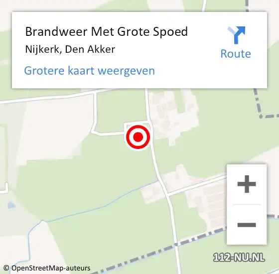 Locatie op kaart van de 112 melding: Brandweer Met Grote Spoed Naar Nijkerk, Den Akker op 23 december 2023 22:10