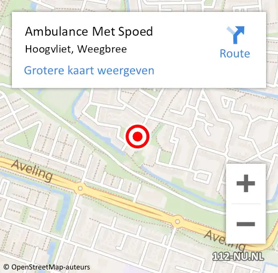 Locatie op kaart van de 112 melding: Ambulance Met Spoed Naar Hoogvliet, Weegbree op 23 december 2023 22:30