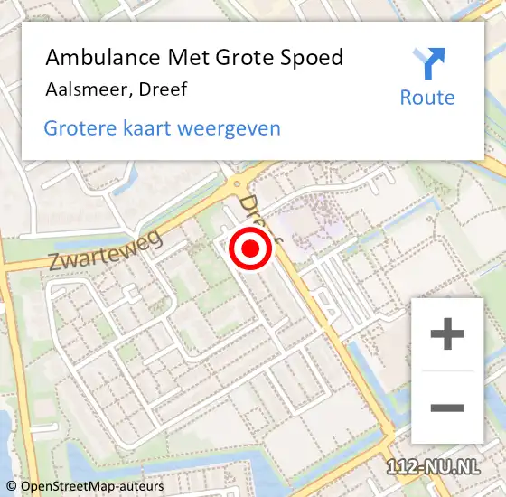 Locatie op kaart van de 112 melding: Ambulance Met Grote Spoed Naar Aalsmeer, Dreef op 23 december 2023 22:36