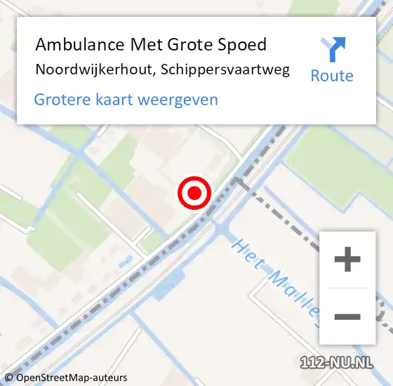 Locatie op kaart van de 112 melding: Ambulance Met Grote Spoed Naar Noordwijkerhout, Schippersvaartweg op 23 december 2023 22:41