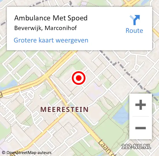 Locatie op kaart van de 112 melding: Ambulance Met Spoed Naar Beverwijk, Marconihof op 23 december 2023 23:07