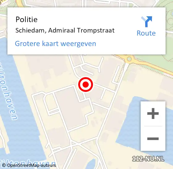 Locatie op kaart van de 112 melding: Politie Schiedam, Admiraal Trompstraat op 23 december 2023 23:11