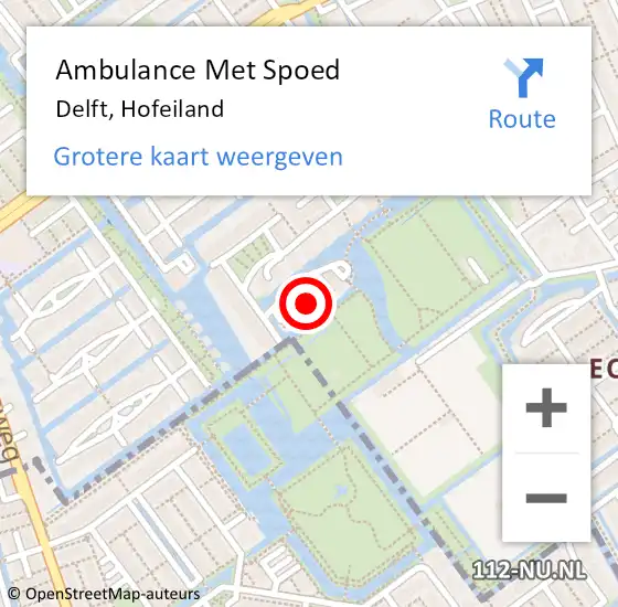 Locatie op kaart van de 112 melding: Ambulance Met Spoed Naar Delft, Hofeiland op 23 december 2023 23:17