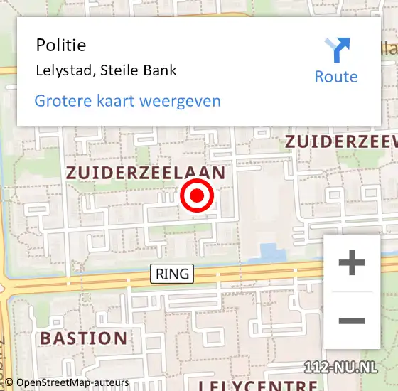 Locatie op kaart van de 112 melding: Politie Lelystad, Steile Bank op 23 december 2023 23:25