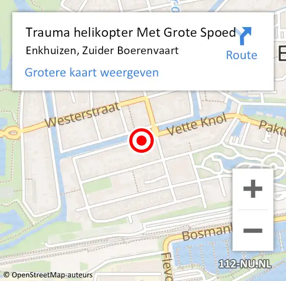 Locatie op kaart van de 112 melding: Trauma helikopter Met Grote Spoed Naar Enkhuizen, Zuider Boerenvaart op 23 december 2023 23:38