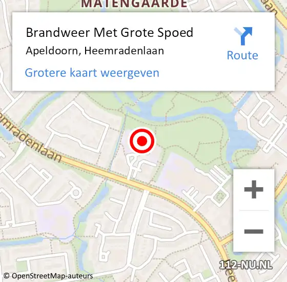 Locatie op kaart van de 112 melding: Brandweer Met Grote Spoed Naar Apeldoorn, Heemradenlaan op 23 december 2023 23:44