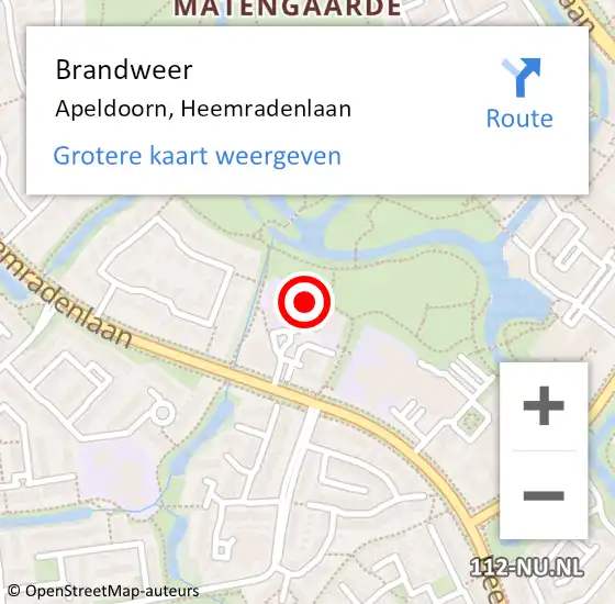 Locatie op kaart van de 112 melding: Brandweer Apeldoorn, Heemradenlaan op 24 december 2023 00:04