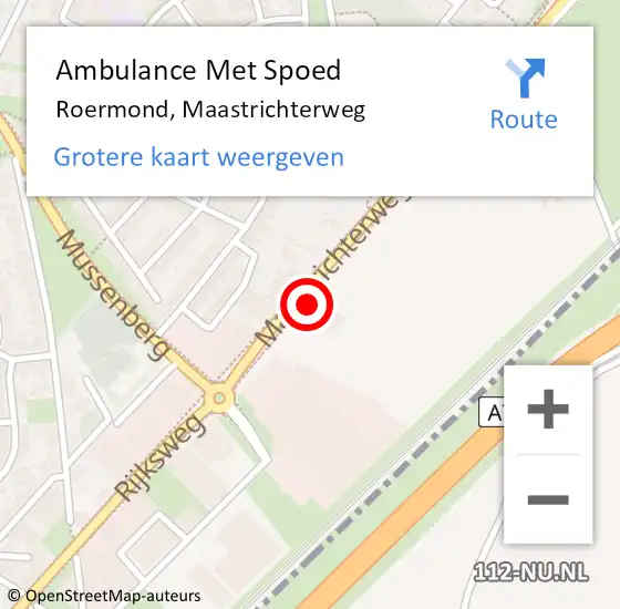 Locatie op kaart van de 112 melding: Ambulance Met Spoed Naar Roermond, Maastrichterweg op 24 december 2023 00:15
