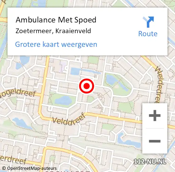 Locatie op kaart van de 112 melding: Ambulance Met Spoed Naar Zoetermeer, Kraaienveld op 24 december 2023 00:36
