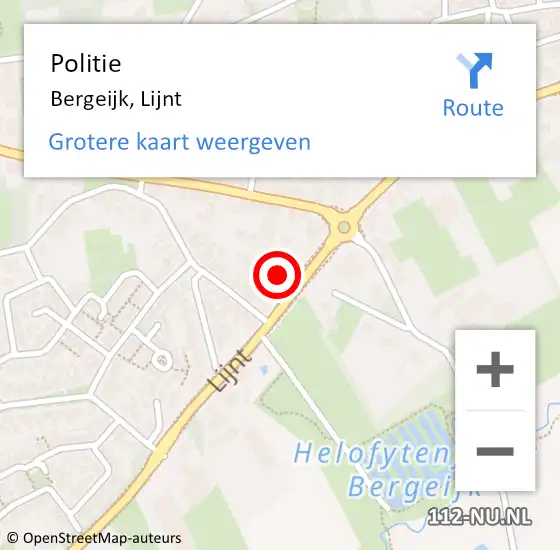 Locatie op kaart van de 112 melding: Politie Bergeijk, Lijnt op 24 december 2023 01:45