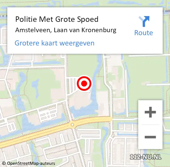 Locatie op kaart van de 112 melding: Politie Met Grote Spoed Naar Amstelveen, Laan van Kronenburg op 24 december 2023 02:34