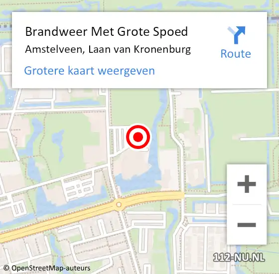 Locatie op kaart van de 112 melding: Brandweer Met Grote Spoed Naar Amstelveen, Laan van Kronenburg op 24 december 2023 02:34