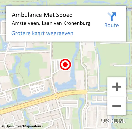 Locatie op kaart van de 112 melding: Ambulance Met Spoed Naar Amstelveen, Laan van Kronenburg op 24 december 2023 02:36