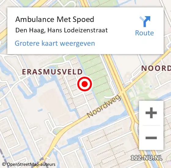 Locatie op kaart van de 112 melding: Ambulance Met Spoed Naar Den Haag, Hans Lodeizenstraat op 24 december 2023 03:15