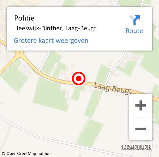 Locatie op kaart van de 112 melding: Politie Heeswijk-Dinther, Laag-Beugt op 19 september 2014 14:55