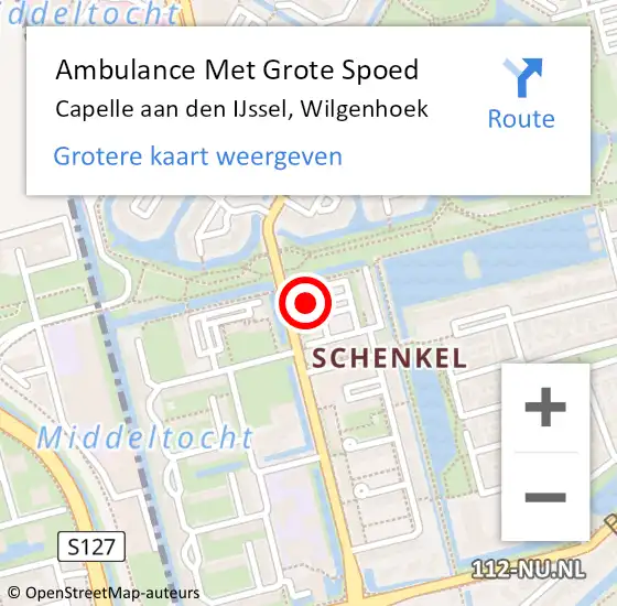 Locatie op kaart van de 112 melding: Ambulance Met Grote Spoed Naar Capelle aan den IJssel, Wilgenhoek op 24 december 2023 03:44