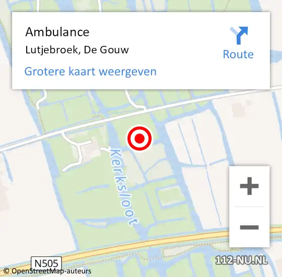 Locatie op kaart van de 112 melding: Ambulance Lutjebroek, De Gouw op 24 december 2023 03:53