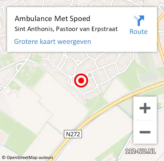 Locatie op kaart van de 112 melding: Ambulance Met Spoed Naar Sint Anthonis, Pastoor van Erpstraat op 19 september 2014 14:59