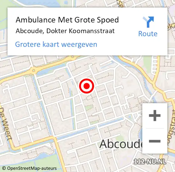 Locatie op kaart van de 112 melding: Ambulance Met Grote Spoed Naar Abcoude, Dokter Koomansstraat op 24 december 2023 05:39