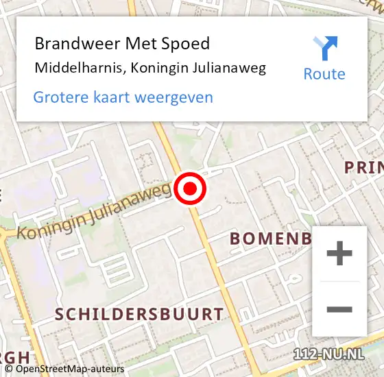 Locatie op kaart van de 112 melding: Brandweer Met Spoed Naar Middelharnis, Koningin Julianaweg op 24 december 2023 06:21