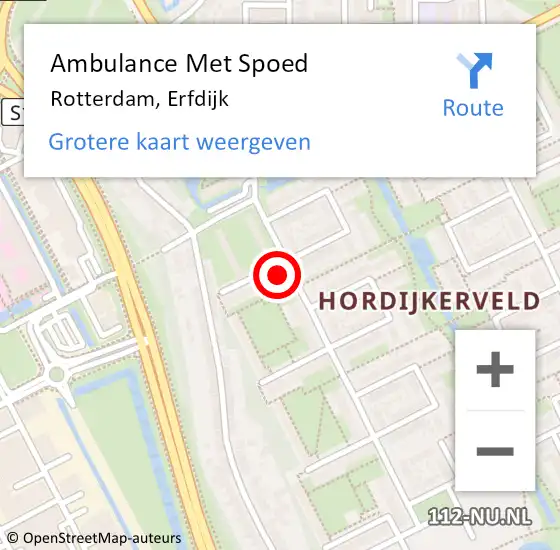 Locatie op kaart van de 112 melding: Ambulance Met Spoed Naar Rotterdam, Erfdijk op 24 december 2023 06:44