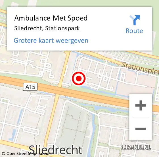 Locatie op kaart van de 112 melding: Ambulance Met Spoed Naar Sliedrecht, Stationspark op 24 december 2023 07:00