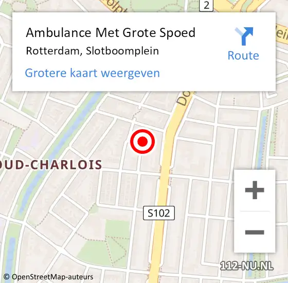 Locatie op kaart van de 112 melding: Ambulance Met Grote Spoed Naar Rotterdam, Slotboomplein op 24 december 2023 07:00