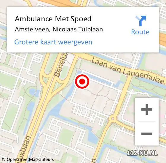 Locatie op kaart van de 112 melding: Ambulance Met Spoed Naar Amstelveen, Nicolaas Tulplaan op 24 december 2023 07:04