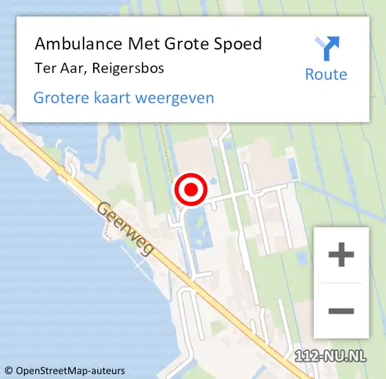 Locatie op kaart van de 112 melding: Ambulance Met Grote Spoed Naar Ter Aar, Reigersbos op 24 december 2023 07:16