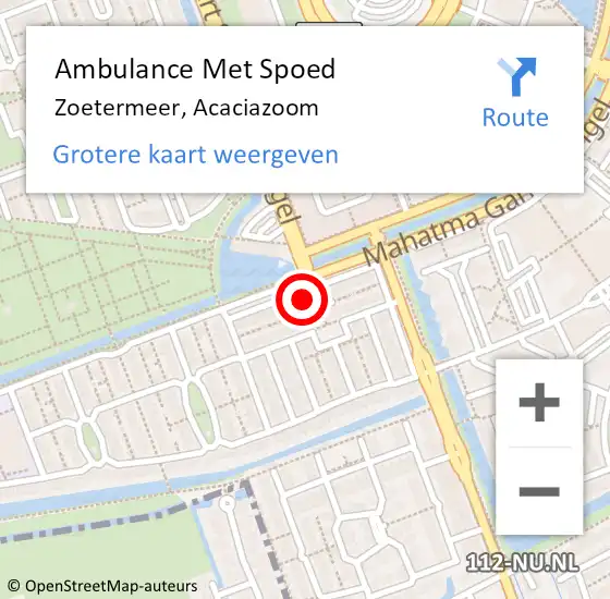 Locatie op kaart van de 112 melding: Ambulance Met Spoed Naar Zoetermeer, Acaciazoom op 24 december 2023 07:47