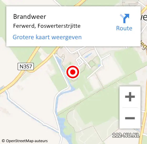 Locatie op kaart van de 112 melding: Brandweer Ferwerd, Foswerterstrjitte op 24 december 2023 08:31