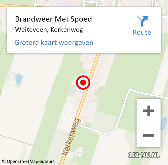 Locatie op kaart van de 112 melding: Brandweer Met Spoed Naar Weiteveen, Kerkenweg op 24 december 2023 09:10