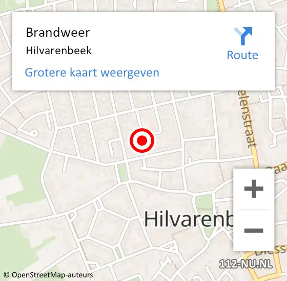 Locatie op kaart van de 112 melding: Brandweer Hilvarenbeek op 24 december 2023 10:01