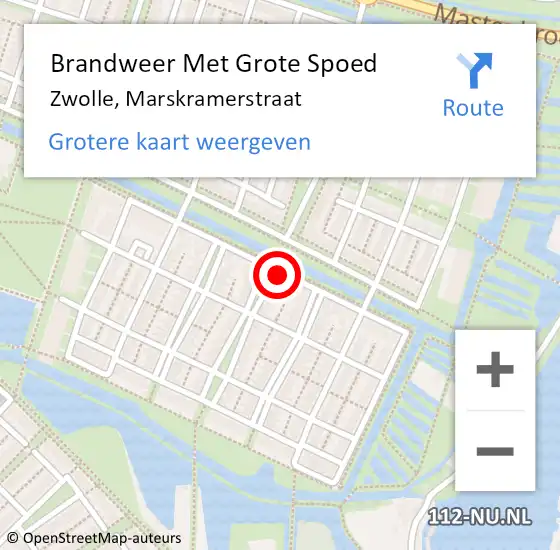 Locatie op kaart van de 112 melding: Brandweer Met Grote Spoed Naar Zwolle, Marskramerstraat op 24 december 2023 10:05