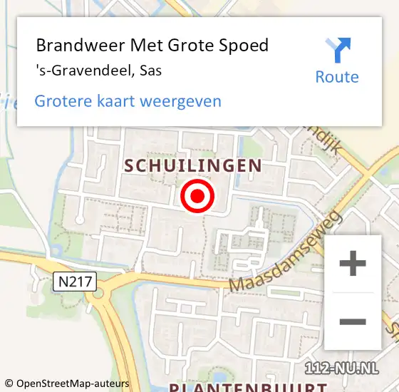 Locatie op kaart van de 112 melding: Brandweer Met Grote Spoed Naar 's-Gravendeel, Sas op 24 december 2023 10:15