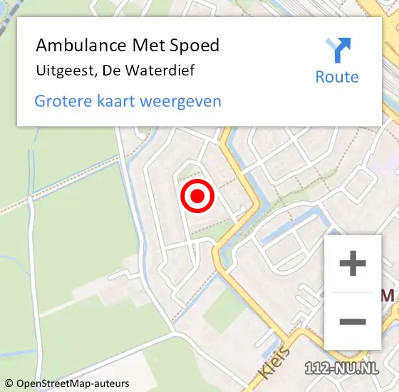 Locatie op kaart van de 112 melding: Ambulance Met Spoed Naar Uitgeest, De Waterdief op 24 december 2023 10:21