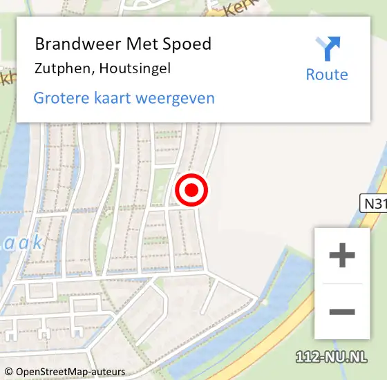 Locatie op kaart van de 112 melding: Brandweer Met Spoed Naar Zutphen, Houtsingel op 24 december 2023 10:43