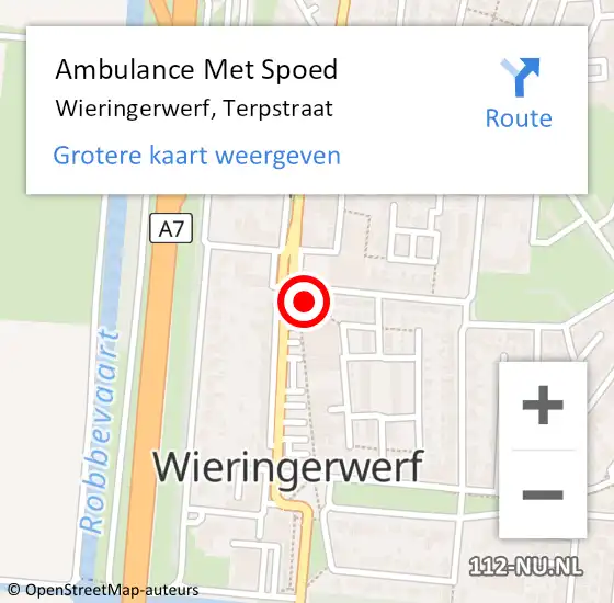 Locatie op kaart van de 112 melding: Ambulance Met Spoed Naar Wieringerwerf, Terpstraat op 24 december 2023 10:44