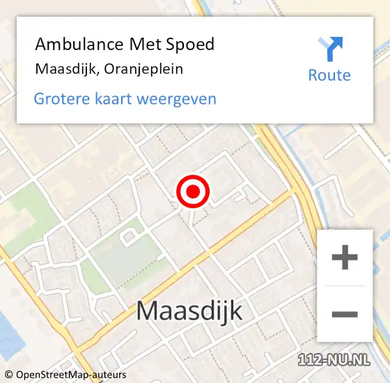 Locatie op kaart van de 112 melding: Ambulance Met Spoed Naar Maasdijk, Oranjeplein op 24 december 2023 10:58