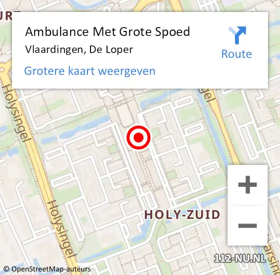 Locatie op kaart van de 112 melding: Ambulance Met Grote Spoed Naar Vlaardingen, De Loper op 24 december 2023 11:03