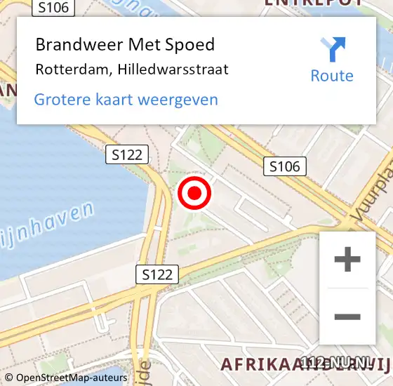 Locatie op kaart van de 112 melding: Brandweer Met Spoed Naar Rotterdam, Hilledwarsstraat op 24 december 2023 11:42
