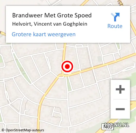 Locatie op kaart van de 112 melding: Brandweer Met Grote Spoed Naar Helvoirt, Vincent van Goghplein op 24 december 2023 11:56