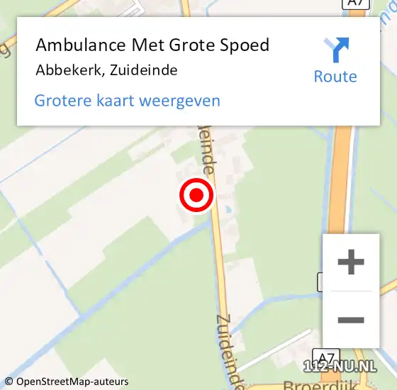 Locatie op kaart van de 112 melding: Ambulance Met Grote Spoed Naar Abbekerk, Zuideinde op 24 december 2023 12:04